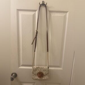 Michael Kors Brown and Cream Mini Crossbody Bag